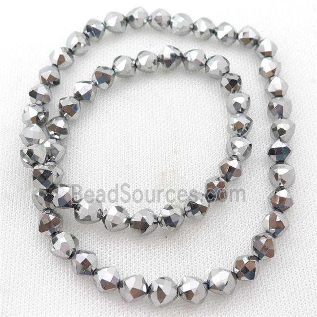 Crystal Glass Beads, freeform, silver plated