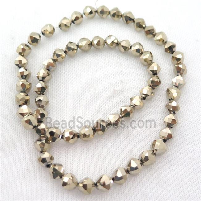 Crystal Glass Beads, freeform, gold plated