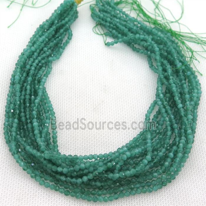 green Cat eye stone Beads, faceted round