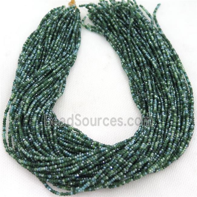 green Jadeite Glass beads, faceted rondelle