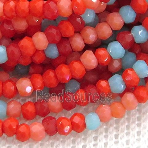 red Jadeite Glass beads, faceted rondelle