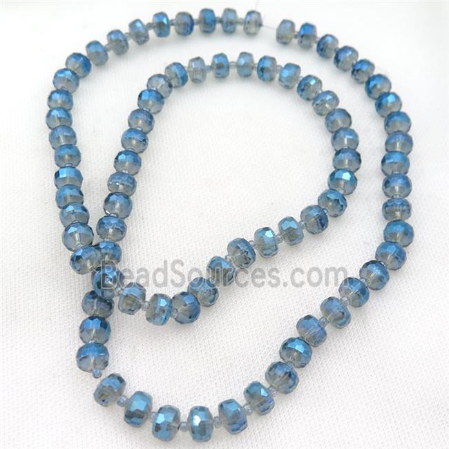 blue Crystal Glass beads, faceted rondelle