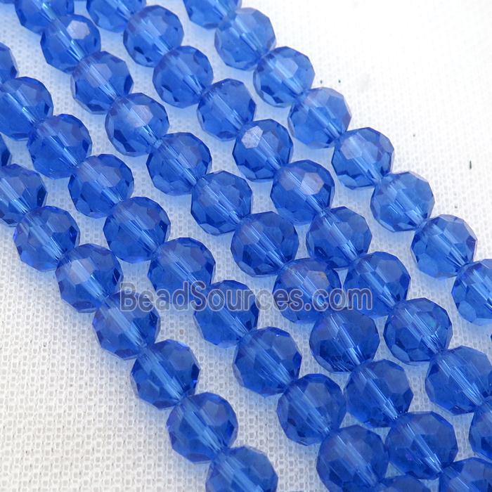 blue Crystal Glass Beads, faceted round