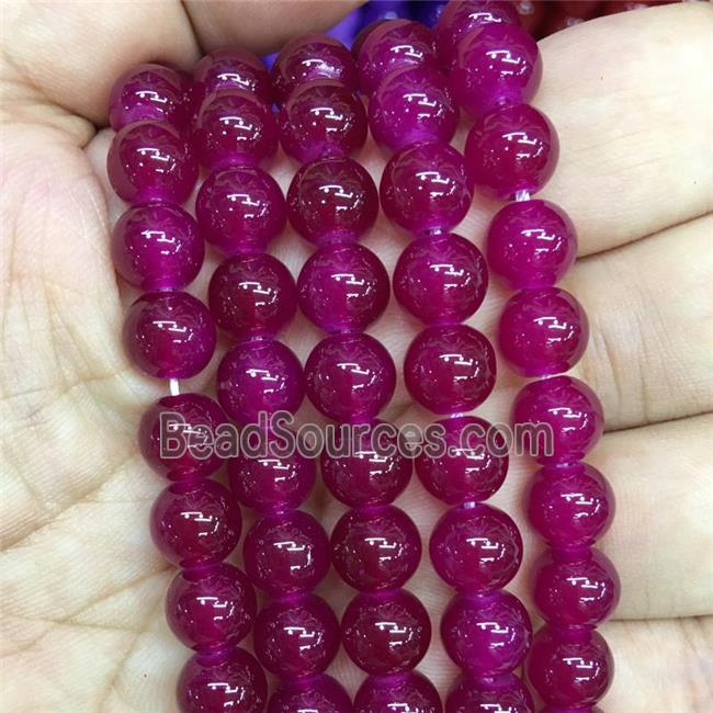 round Jadeite Glass beads, fuchsia