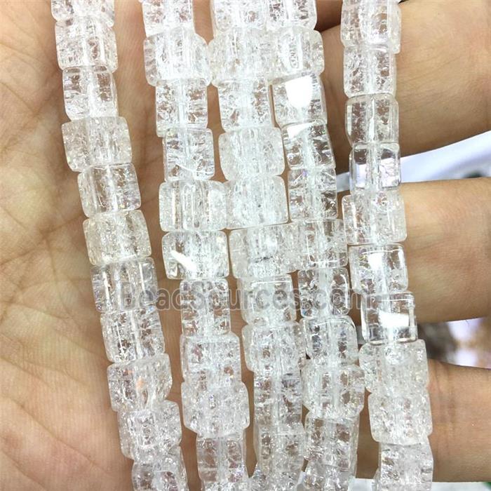 white Crackle Crystal Glass cube beads