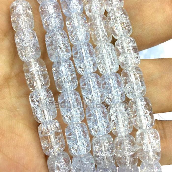 lt.blue Crackle Crystal Glass barrel beads