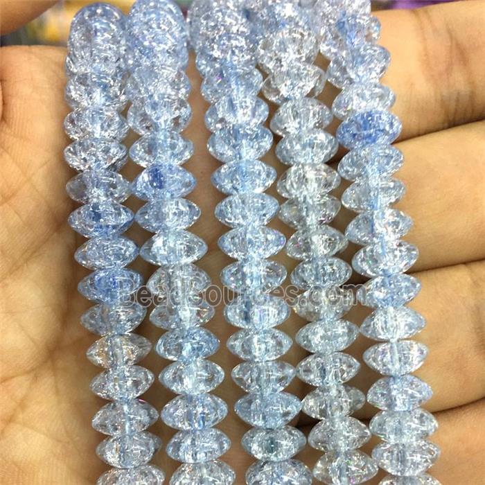 lt.blue Crackle Crystal Glass bicone beads