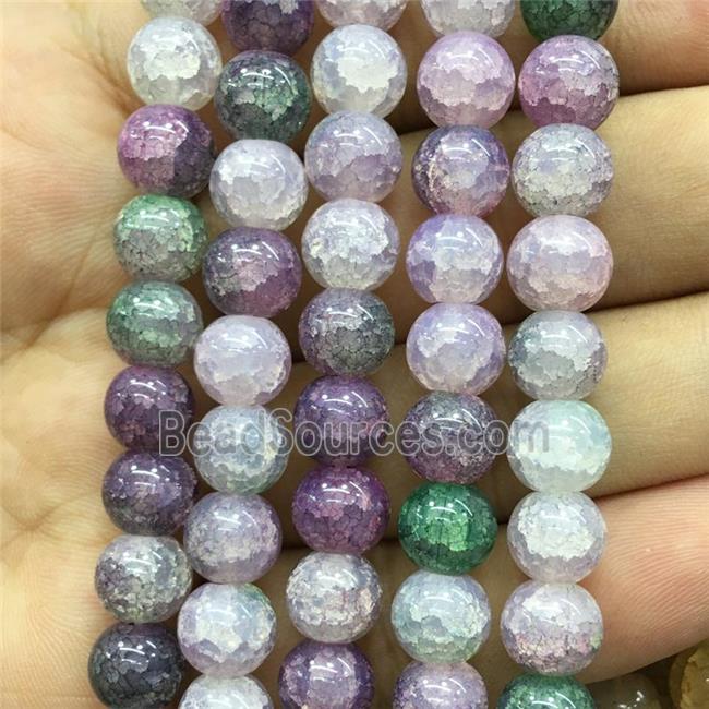 Crackle Glass round Beads, multi-color