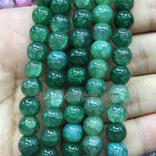 green Crackle Glass round Beads