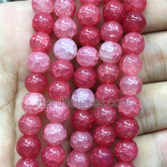 red Crackle Glass round Beads