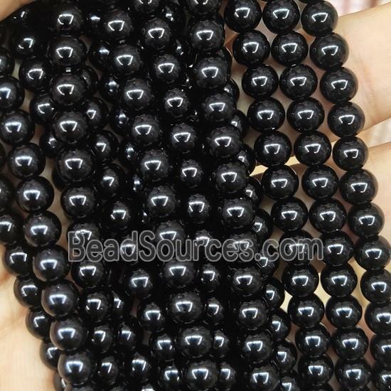 black Pearlized Glass Beads, round