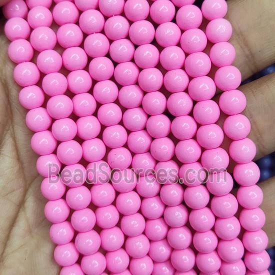 pink Lacquered Glass Beads, round