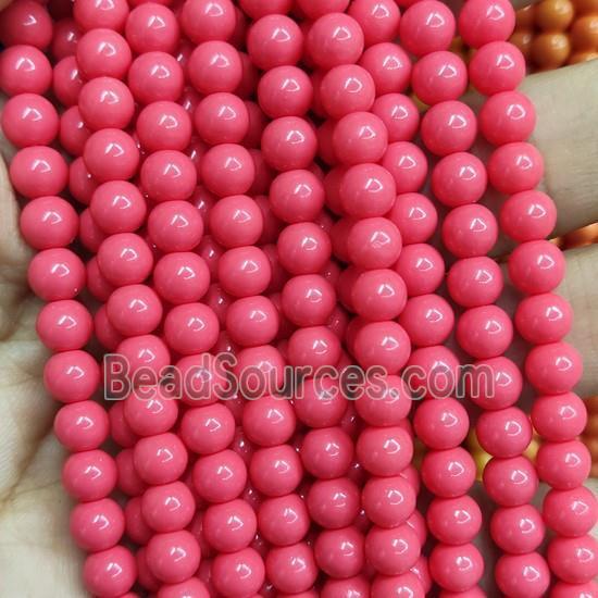 red Lacquered Glass Beads, round