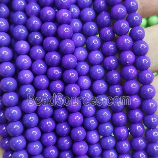 lavender fire Lacquered Glass Beads, round