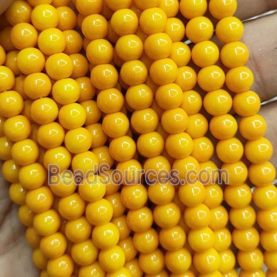 orange Lacquered Glass Beads, round