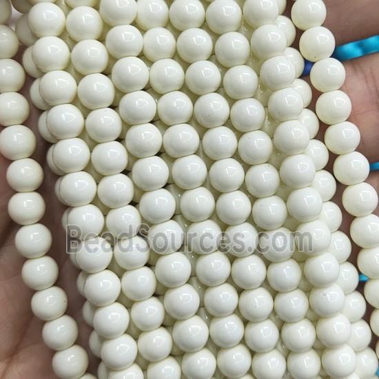 IvoryWhite Lacquered Glass Beads Smooth Round