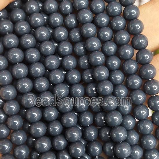 darkgray Lacquered Glass Beads, round