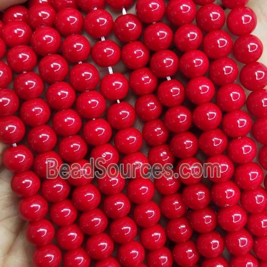 red fire Lacquered Glass Beads, round