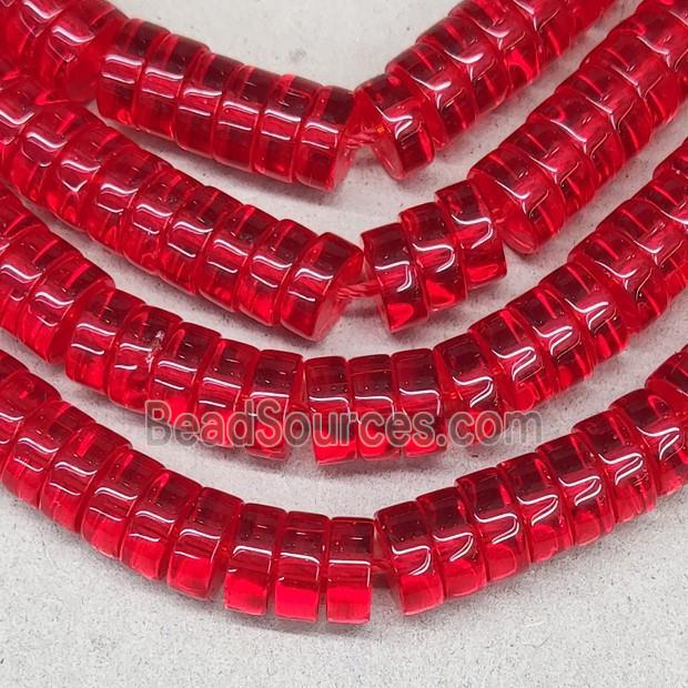 Red Crystal Glass Heishi Spacer Beads