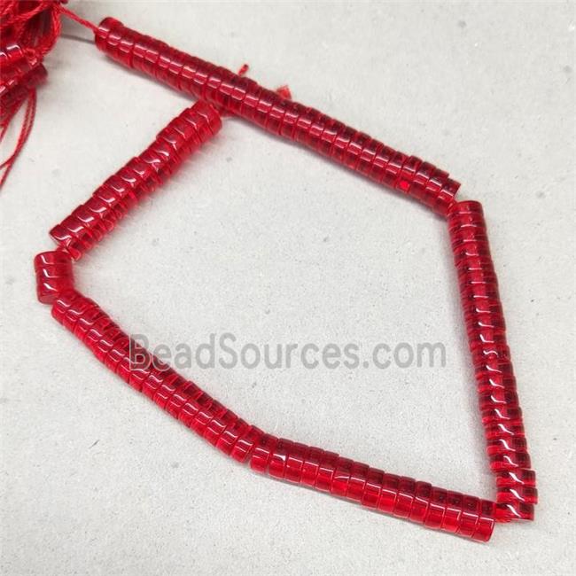 Red Crystal Glass Heishi Spacer Beads