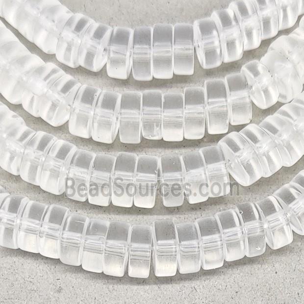 Clear Crystal Glass Heishi Spacer Beads Matte