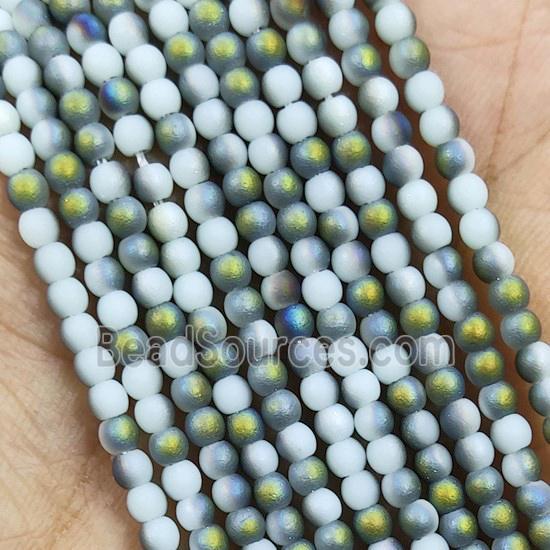 WhiteGreen Glass Seed Beads Round Matte