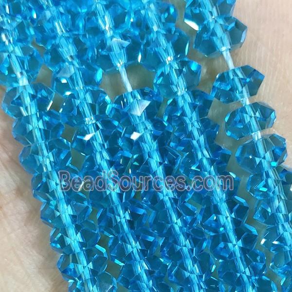 Aqua Crystal Glass Beads Faceted Rondelle