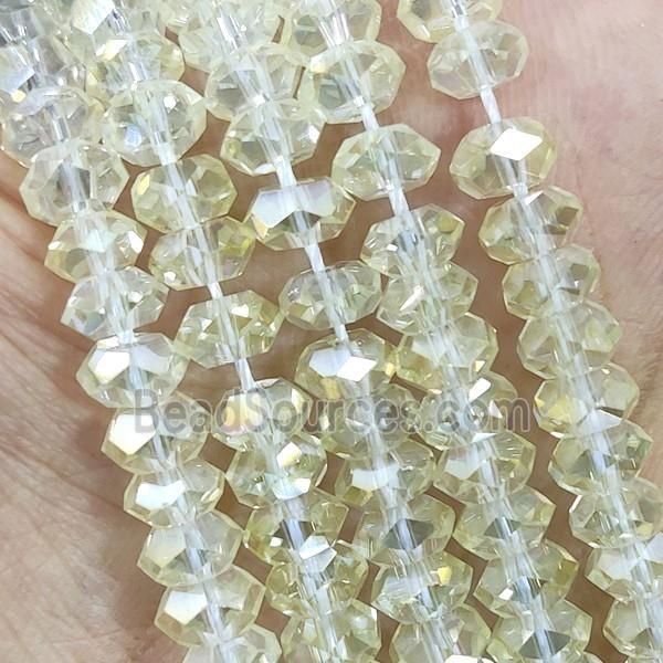 Lt.Yellow Crystal Glass Beads Faceted Rondelle AB-Color