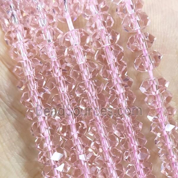 Pink Crystal Glass Beads Faceted Rondelle