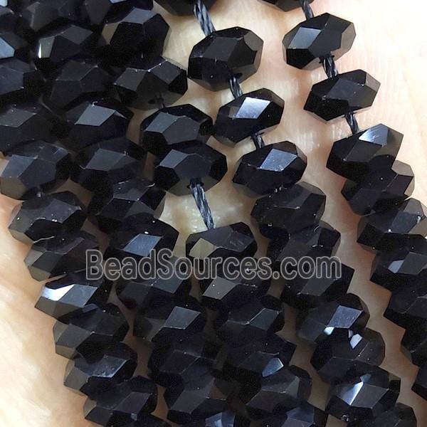 Black Crystal Glass Beads Faceted Rondelle