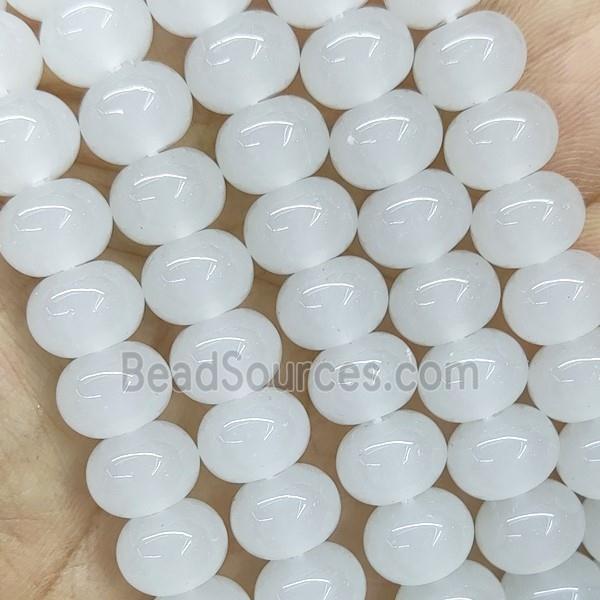 White Jadeite Glass Rondelle Beads Smooth