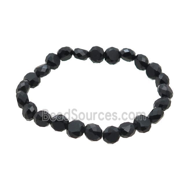 Black Crystal Glass Bracelet Stretchy
