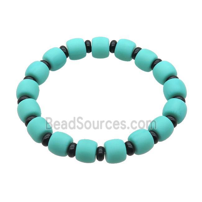 Green Jadeite Glass Braclet Stretchy Rondelle