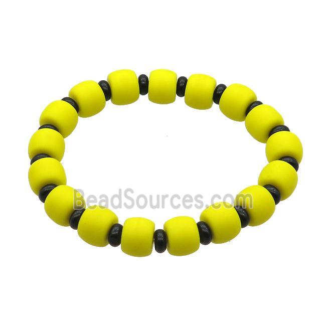 Yellow Jadeite Glass Bracelet Stretchy Rondelle