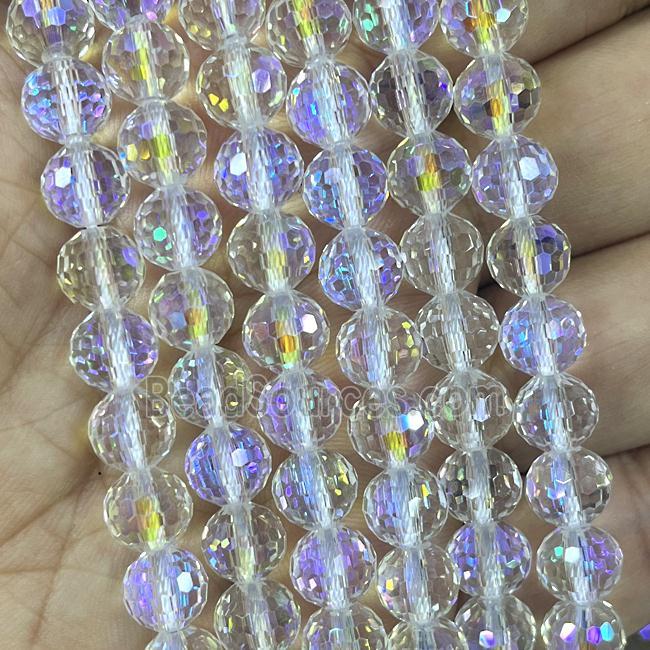 Crystal Glass Beads Faceted Round Clear AB-Color