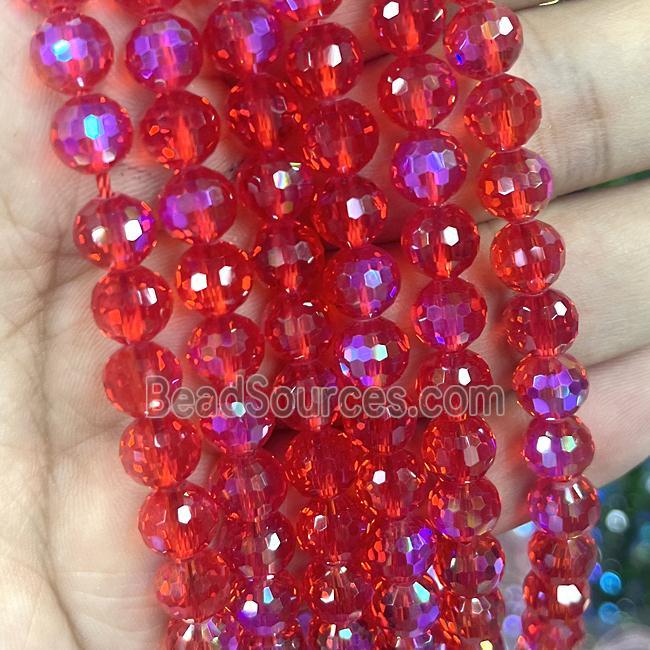 Crystal Glass Beads Faceted Round Red AB-Color