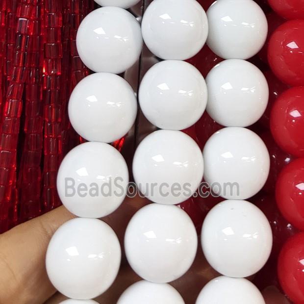 White Resin Beads Smooth Round