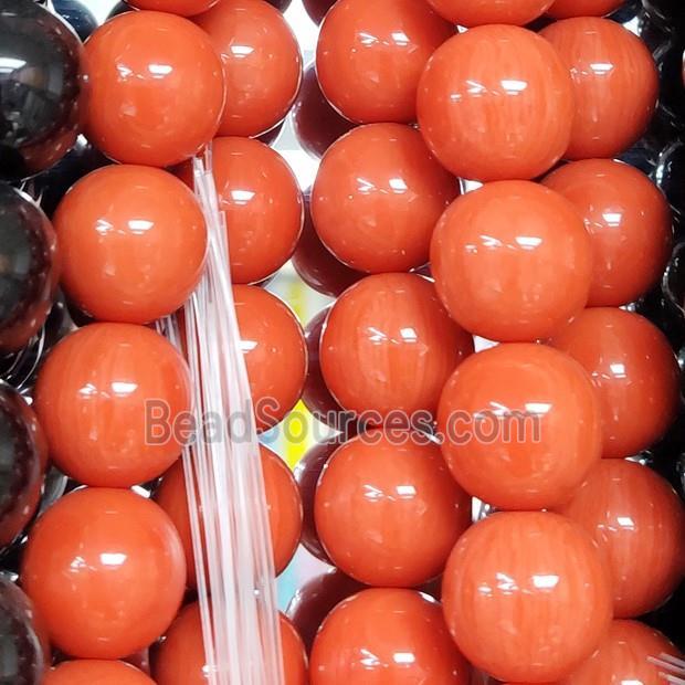 Orange Resin Beads Smooth Round