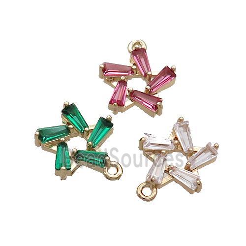 Copper Flower Connector Pave Crystal Glass Gold Plated Mixed