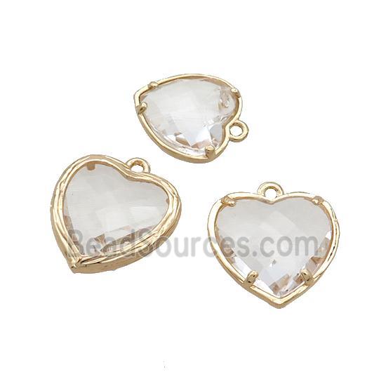 Copper Heart Pendant Pave Crystal Glass Gold Plated