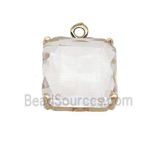 Clear Crystal Glass Square Pendant 