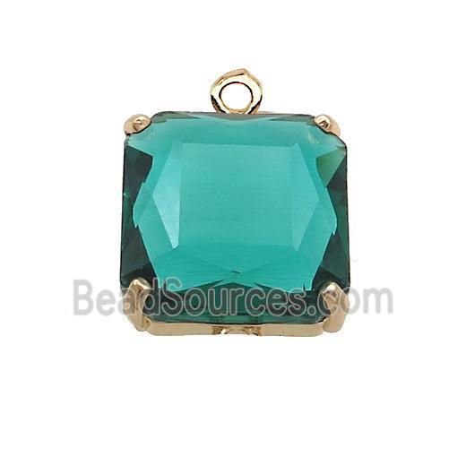 Green Crystal Glass Square Pendant 