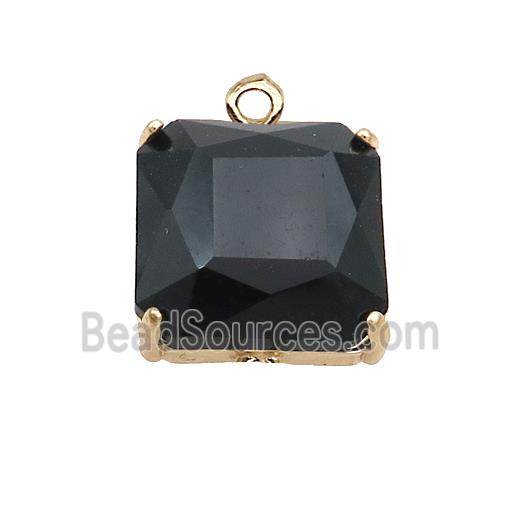 Black Crystal Glass Square Pendant 