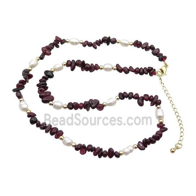 Garnet Necklace With Pearl