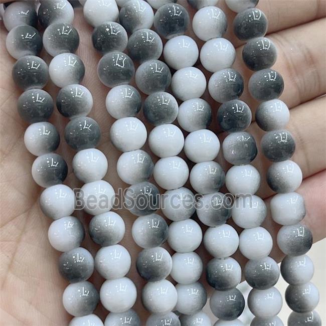 Ceramic Glass Beads Smooth Round Black White