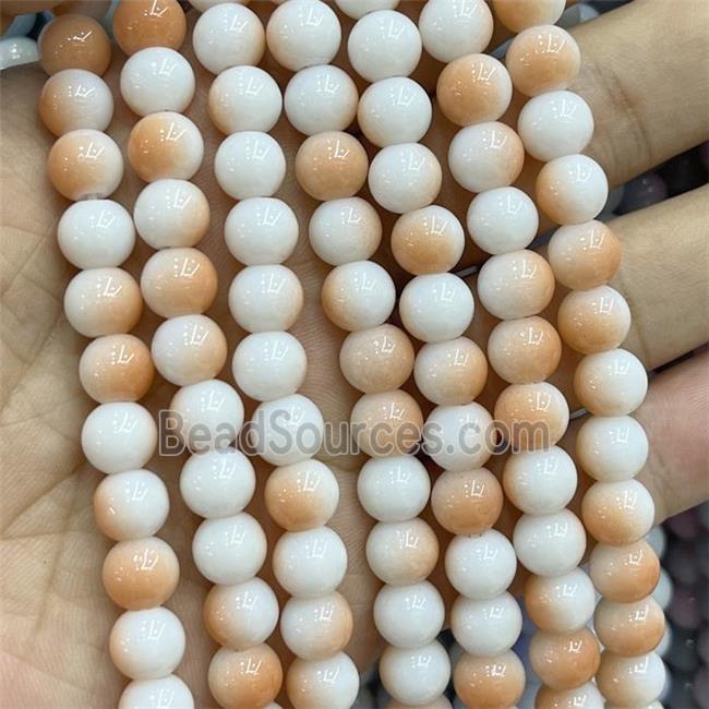 Ceramic Glass Beads Smooth Round Orange