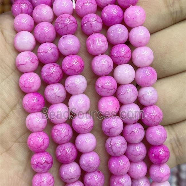 Ceramic Glass Beads Smooth Round Hotpink