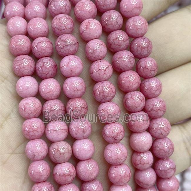 Ceramic Glass Beads Smooth Round Pink