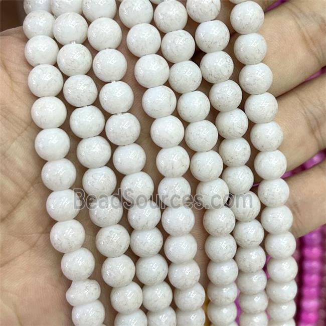 Ceramic Glass Beads Smooth Round White