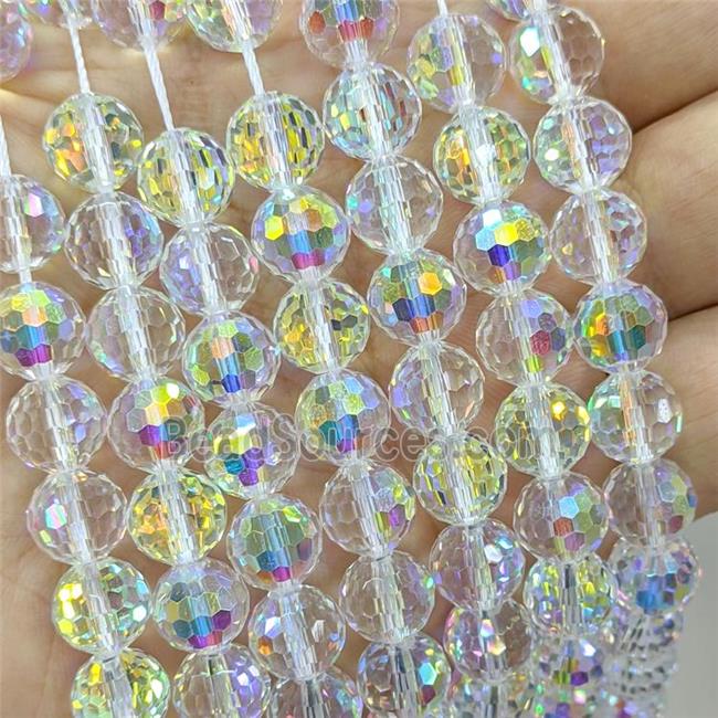 Chinese Crystal Glass Beads Clear Electroplated Faceted Round